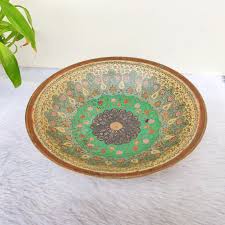 Antique Enameled Brass Footed Bowl | Vintage Mandala ...
