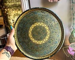 Beautiful Vintage Italian Blue and Gold Floral Tray - Etsy