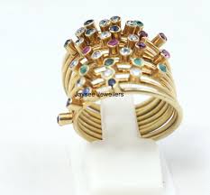 18K Gold Multi Gemstone Ring: Handmade Emerald, Ruby ...