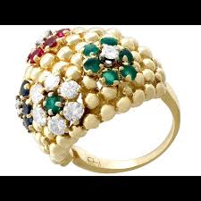 Vintage 0.88 Cttw Ruby Sapphire and Emerald 0.93 Cttw ...