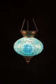 Authentic Turkish Mosaic Chandelier - 25 cm Blue Delight