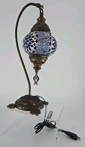 Vtg Swan Neck Lamp Made In Turkey Turkish Style Mosaic blue ...