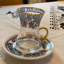 Special Design Turkish Tea Glass and Saucer, Gift for Her Gift/ - Etsy