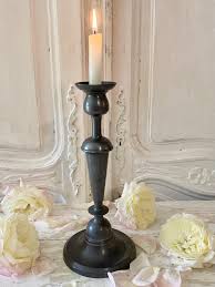 Antique French Old Pewter Tall Candlestick With Fleur De Lys ...