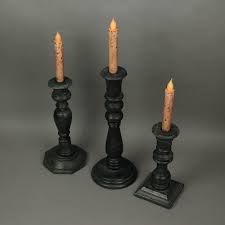 Things2Die4 Charcoal Grey Wood Candle Holder Taper ...