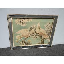Vintage Mid Century Cockatoos Lithograph Picture Print by Turner in Mirror Frame | Chairish