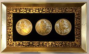 Vtg Pair Of French Style Black Gold White Porcelain Pictures ...