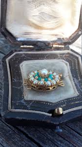 10k Gold Natural Turquoise Seed Pearl Necklace Bracelet ...