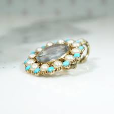 Delightful Georgian Locket with Pearl & Turquoise in 18ct ...