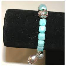 Peruvian Amazonite Bracelet with Vintage Silver Cloisonné ...