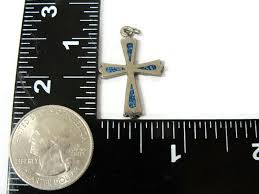 Turquoise Silver Tone Cross Charm Pendant Patina Vintage | eBay