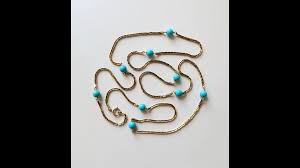 Vintage 14K Gold Turquoise Bead 36” Station Necklace For Sale at 1stDibs | 14k gold bead station necklace