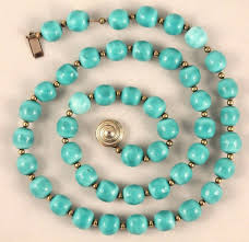 FRENCH BERGERE PORCELAIN TURQUOISE GLAZED BEAD NECKLACE ...