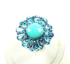 SAVVY CIE Exquisite Sterling Silver Genuine Turquoise Blue ...