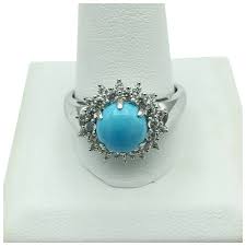 Similar Items to Sterling Silver Turquoise and White Topaz Ring
