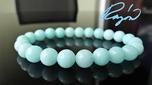 Light CYAN Jade Bead Bracelet for Men or Women (Stretch) 8mm ...