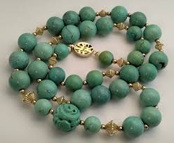12.5mm Vintage Chinese Turquoise Carved Shou Bead ...