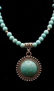 Turquoise Round Pendant Necklace Set; Southwestern Pendant ...