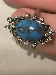 vogue turquoise ring adjustable size Silver Tone | eBay