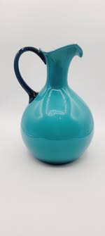 Vintage Empoli Pitcher, Collectible Empoli, Cased Glass, Italian Art Glass, Mid Century Home Decor, Empoli Blue - Etsy