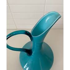 Mid-Century Modern Empoli Cased Glass Italian Pitcher | Chairish