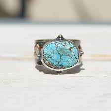 Turquoise Ring, Blue Stone Ring, Boho Jewellery - Folksy