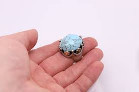 Vintage Ring Sterling Silver and 18k Gold Man Made Turquoise - Etsy Canada