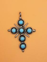 Zuni Turquoise Cross Pendant Necklace - Etsy