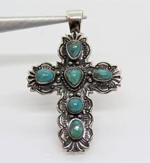 Buy Vintage Sterling Silver Turquoise Cross Pendant Online in India - Etsy