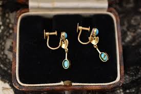 Victorian Turquoise Seed Pearl Antique Earrings | C.1900 | Drop Approx 15ct Gold | Screw Backs Approx 9ct Gold - Etsy