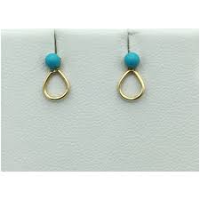 14K Turquoise Ball Earrings. For Sale at Ruby Lane