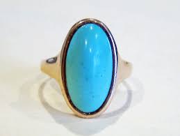 Vintage 10k Large Robin's Egg Blue Turquoise Yellow Gold ...