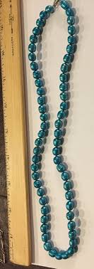 Aqua Blue Freshwater Pearl Necklace Sterling Silver 925 Estate 18” Jewelry Q14 | eBay