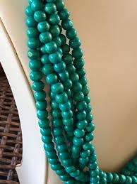 Vintage Green Wooden Bead Multi Strand Twisted Statement Necklace; Hand Strung Green Wood Beaded BOHO Necklace - Etsy