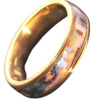 Gold plated ring with mother of pearl for men gold | Fruugo US