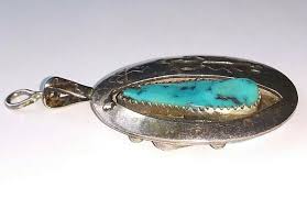 Old Pawn Navajo Leonard Maloney Sterling Turquoise Red Coral Reversible Pendant | eBay Australia