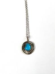 Sterling Silver Oval Turquoise Pendant Necklace - Etsy