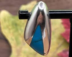 Vintage Mexican TAXCO Signed J Comes Blue Turquoise Earrings Sterling Silver Studs 970 Trianglular TC - 38 - Etsy