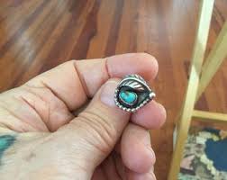 Gift for Small Fingers Vintage 925 Native American Turquoise Leaf Ring Size 4.5 - Etsy