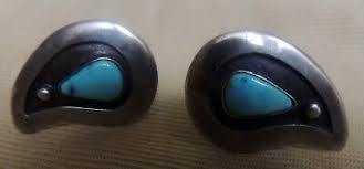 Southwestern Frank Patania Sr. Signed Paisley Earrings .925 Blue Gem Turquoise Y | eBay UK