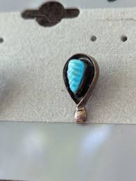 Vintage Native American Carved Turquoise Sterling Silver Shadow Earrings E1 | eBay