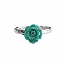 Handmade Cyan Rose Orange Coral Silver Ring Hand Carved Ring ...