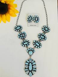 Pansy Johnson Golden Hills Turquoise & Sterling Silver Cluster Necklac