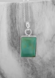 Sterling Silver Turquoise Necklace: Dainty Rectangle Pendant ...