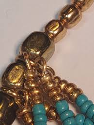 17 in Bead Pendant Necklace Gold Tone Tassel Egyptian Revival Designer Bling | eBay