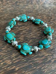 Turquoise Howlite Turtles and Pewter Bracelet - Etsy