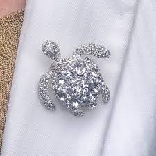 Clear Crystallized Turtle Brooch Pin Featuring Swarovski © Crystals - Isabella Adams Select Accessories & Amazing Finds
