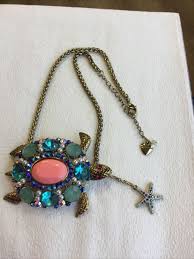 Betsey Johnson Necklace Turtle Starfish Charm Crystal Pink ...