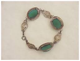Art Deco Bracelet Sterling Silver Chrysoprase & Marcasite ...