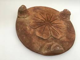 Original Old Antique Hand Carved Sand Stone Chapati Rolling Plate Flower Art | eBay